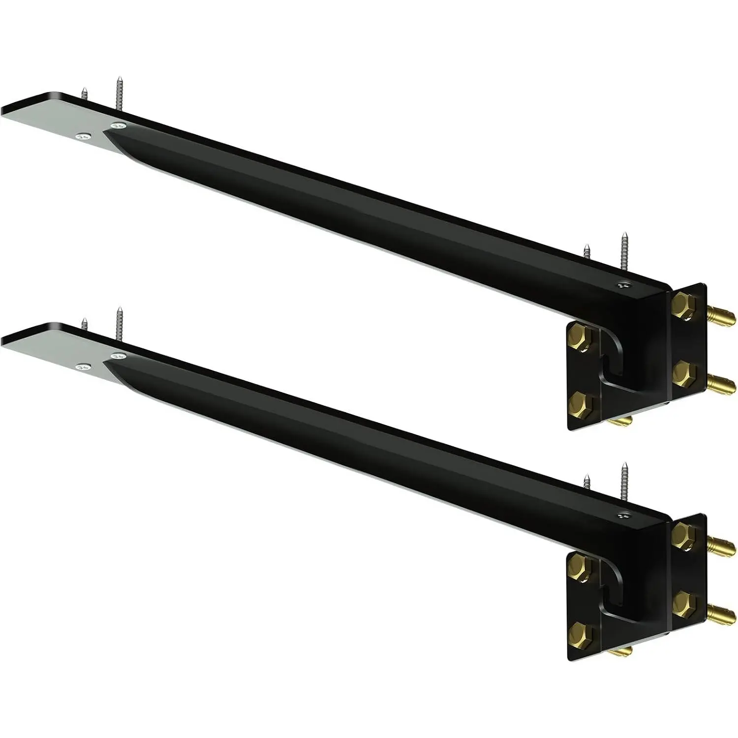Shelf Brackets 16 Inch, 1500 lbs Capacity, Hooks for Wall Mounted Shelves, Floating Shelf Brackets with Hanging (Black 2 Pack)