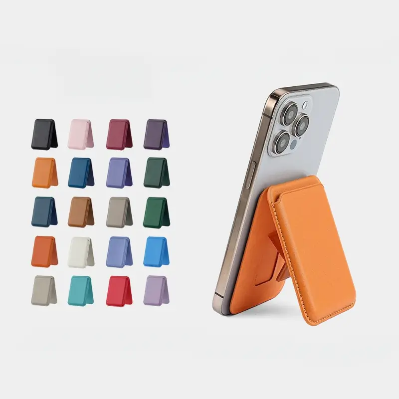 Leather Magnetic Smartphone Stand - Foldable Cover Card Holder, Universal Phone Mount & Mobile Phone Holder for iPhone 18 Pro Max,17,Air,16,15,14 Plus,13,12 Mini/Pro/Max & Samsung Devices