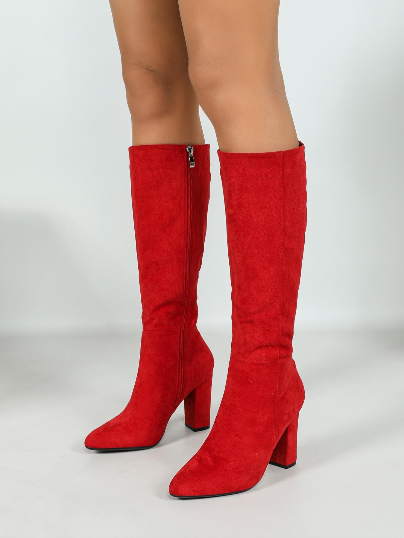 Women's Pointed Toe Knee High Boots, Classic Style, Winter Fashion, High Heel Side Zipper, Elegant Long Boot, Perfect Fall & Winter Shoes