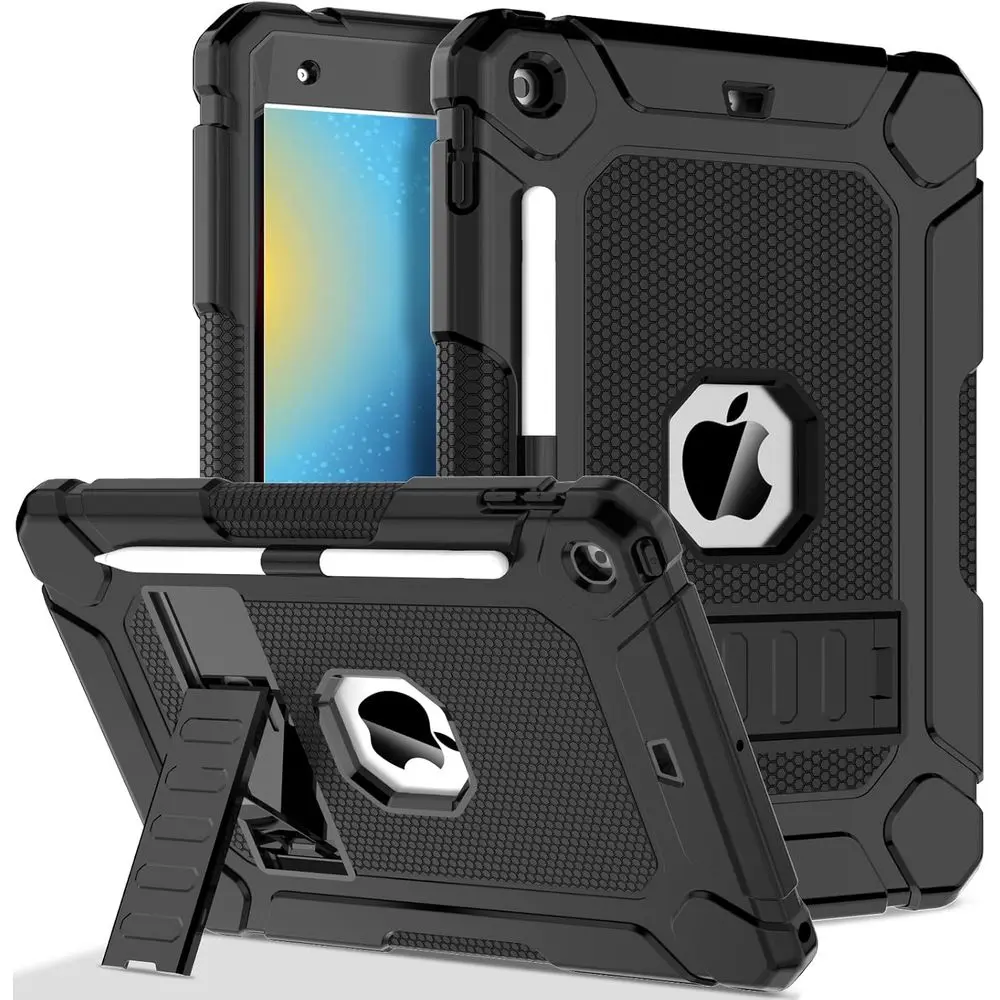 10.2" iPad Cover with Pen Holder & Kickstand, 3-Layer Heavy Duty Casing - Tablet Computer Accessory for 10.2" Ipads (9 2021/8 2020/7 2019), Guards Against Bumps, Drops, Scratches, Multi-Angle Viewing
