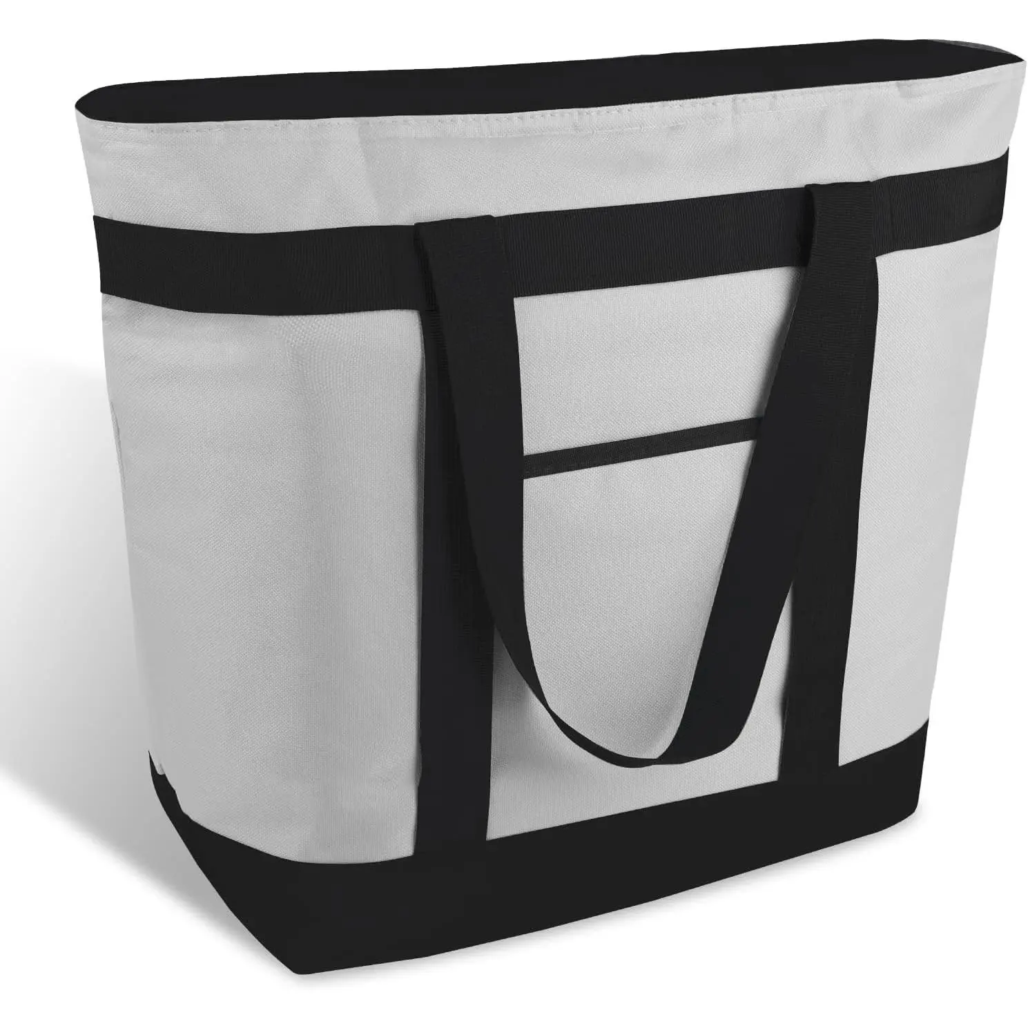Commercial Insulated Food Delivery Bag 39L, Heavy Duty Thermal Catering Tote with Zipper, Leakproof Hot & Cold Transport Bag for Restaurant & Professional Drivers, Grey