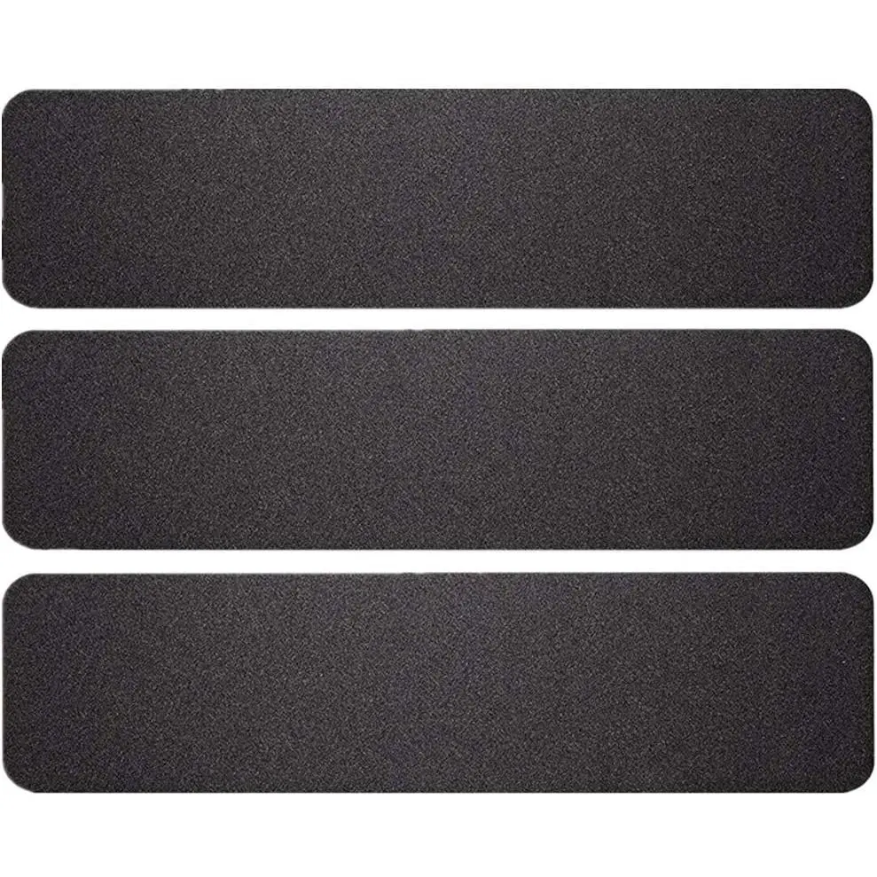 3 Pack Large 6 Inch x 24 Inch Non Slip Stair Treads Black High Traction Adhesive Pre-Cut Safety Tape Tread Prevents Slips and Falls Outdoor