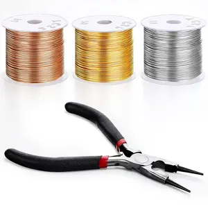 3 Rolls 24 Gauge Wire for Jewelry Making with Pliers, Tarnish Resistant Copper Beading Wire, Bendable Metal Wires for Crafts, Craft Making, 196Inch Per Roll