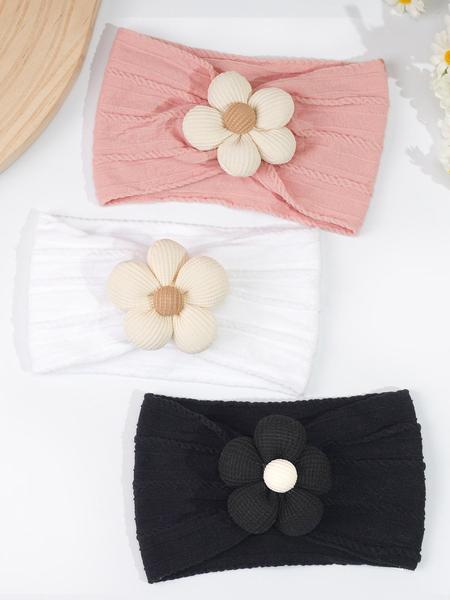 Baby Hair Band Set of 3 or 12, Soft Nylon Floral Headbands for Girls, Comfortable and Elastic Hair Accessories, Delightful Floral Design