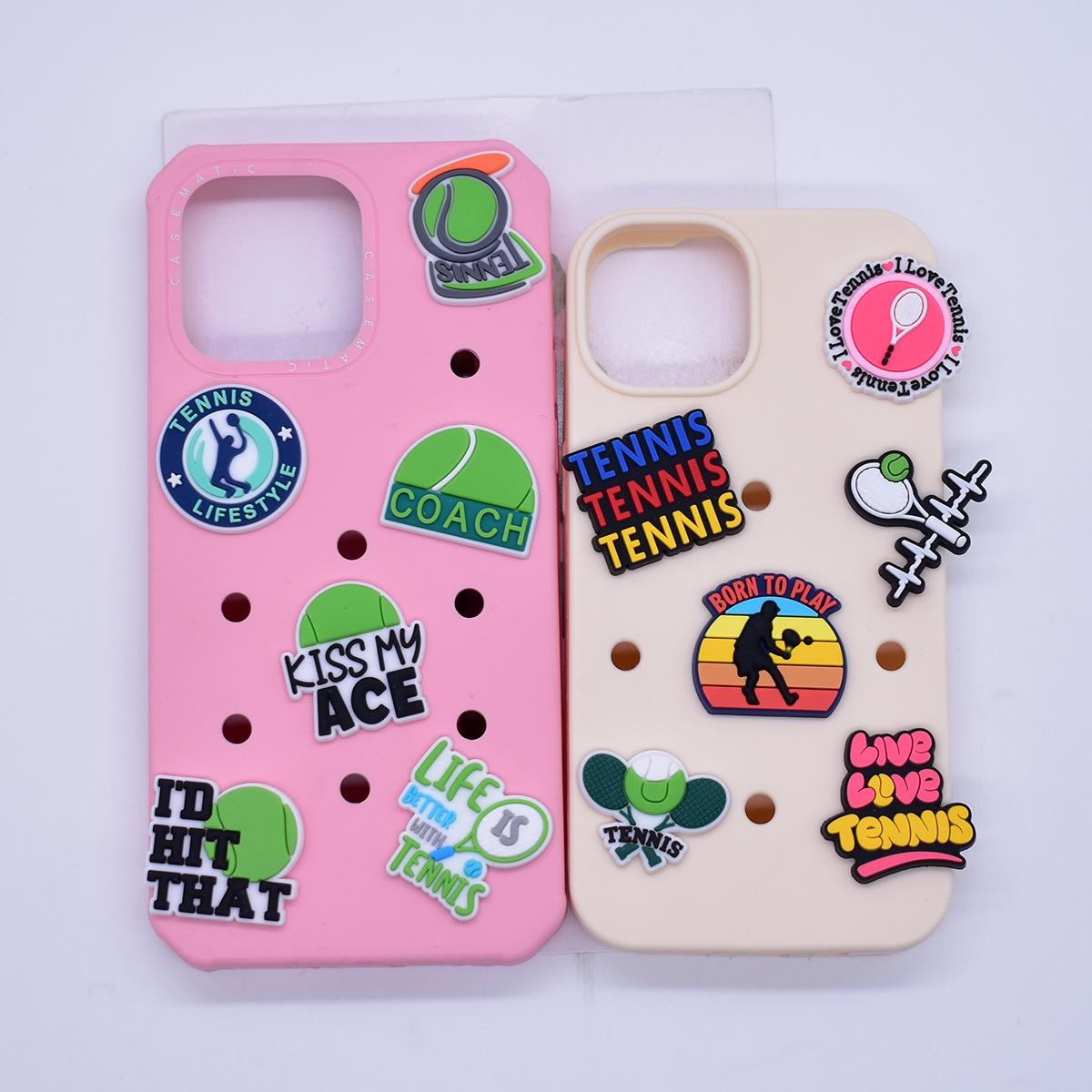 New tennis sports trend DIY accessories, PVC soft adhesive patches for phone cases, hair accessories, and flat decorations