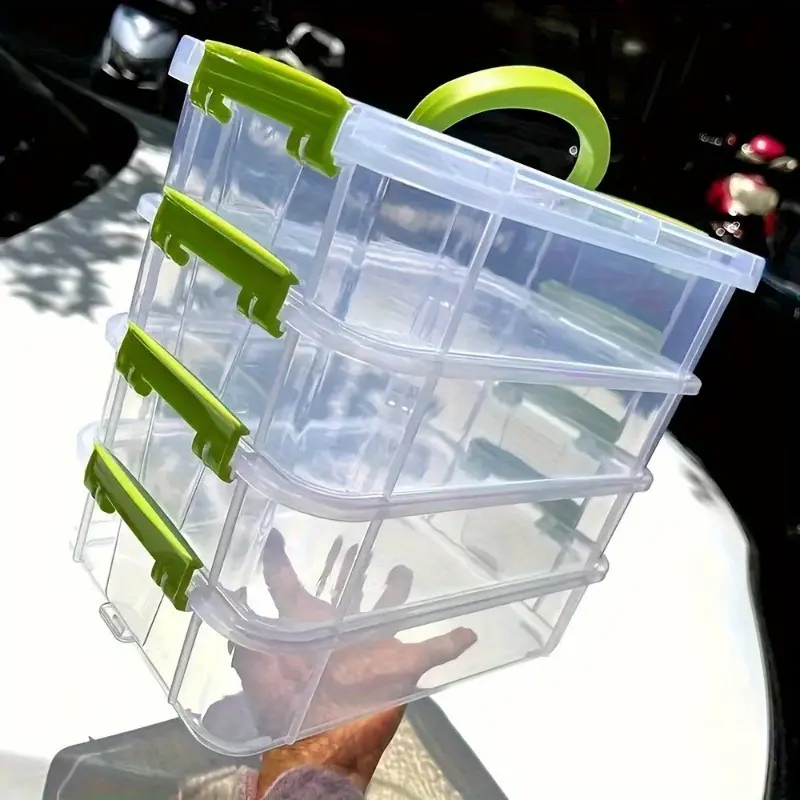 4-layer stackable transparent storage boxes, with lids and handles, detachable storage boxes, storage boxes with partitioned drawers, hair accessory and jewelry storage boxes, portable storage baskets, storage baskets