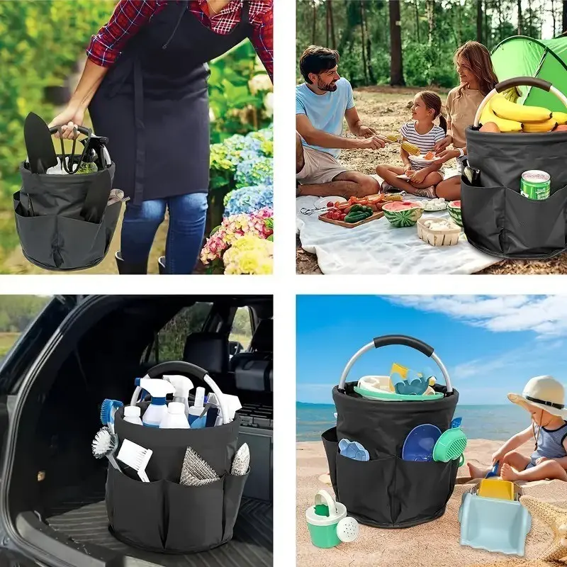 Portable Foldable Summer Essential Outdoor Camping Hand Basket, Travel Storage Bag, Beach Bag, Garden Storage Basket