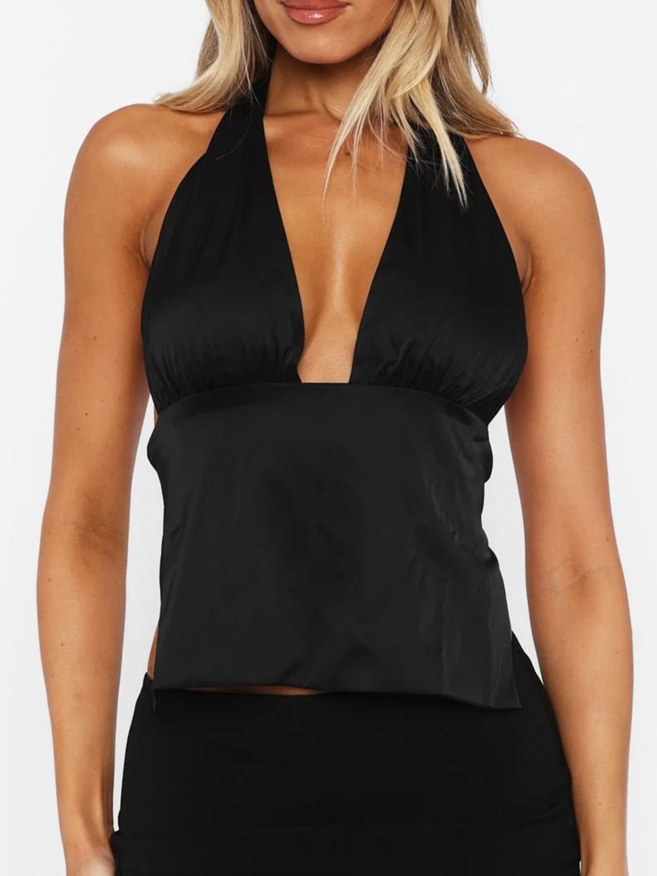 Women's Snake Skin Print Halter Neck Swimsuit Top, Fashion Casual Sleeveless Swimwear Top for Beach Holiday Vacation, Ladies Clothes for Summer