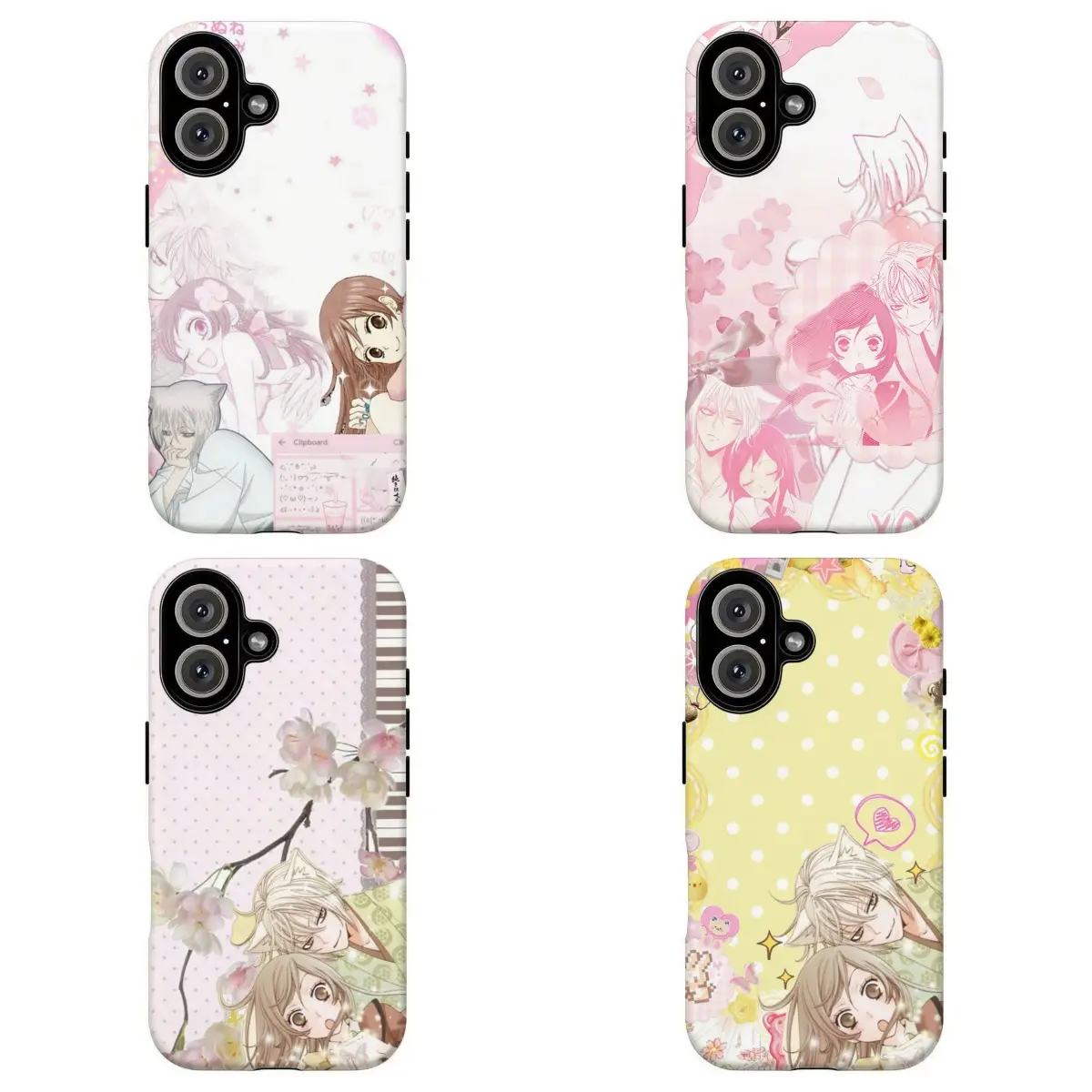 FLKamisama Kiss Tomoe & Nanami Phone Case,Cute Tomoe & Nanami Collage on Polka Dot & Striped Backgrounds Phone Cover For iPhone 11 12 13 14 15 16 17 Air Pro Max for Samsung S26 S25 S24 S23 S22 S21 Case,Gift for fans
