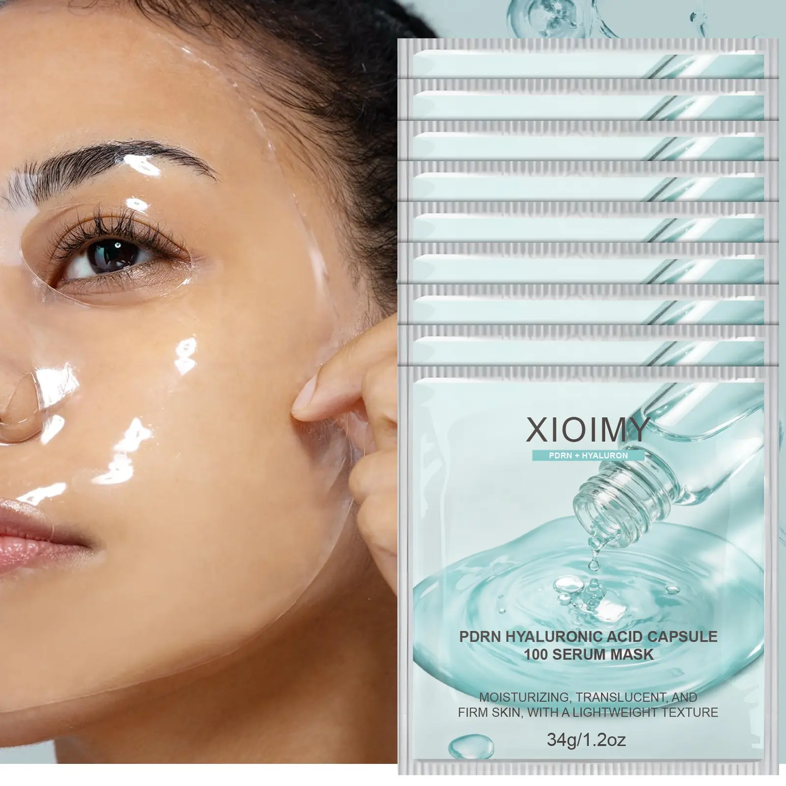 9pcs Pdrn Hyaluronic Acid Capsule Mask, Moisturizing Facial Mask, Hydrating Facial Mask, Deeply Moisturizes, Tightens Pores, Lifts and Firms, Suitable for All Skin Types