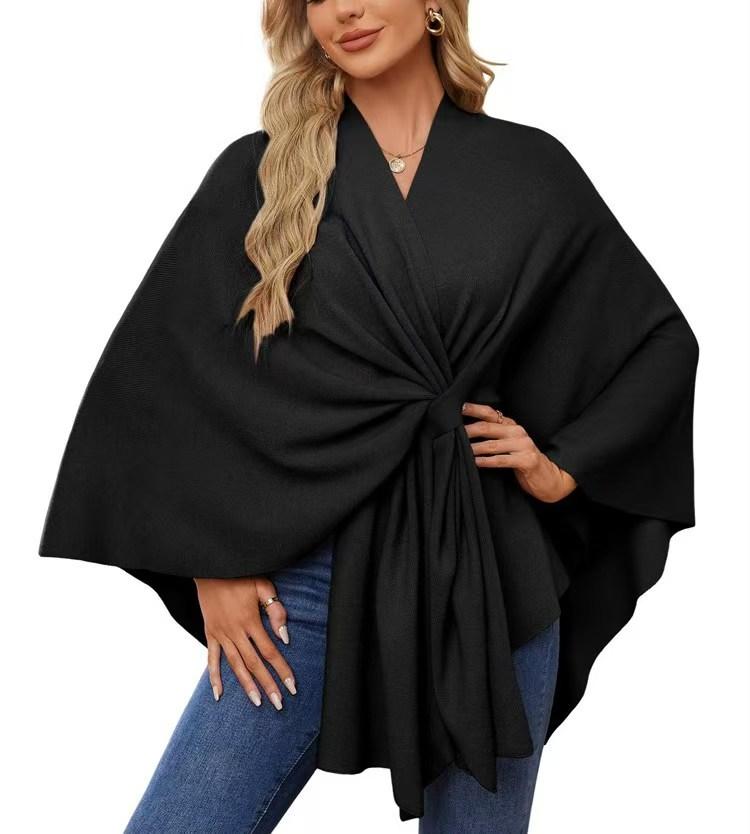 Shawl Wraps for Women, Knitted Cape Open Front Poncho Scarf Blanket Cardigan Coat for Autumn and Winter