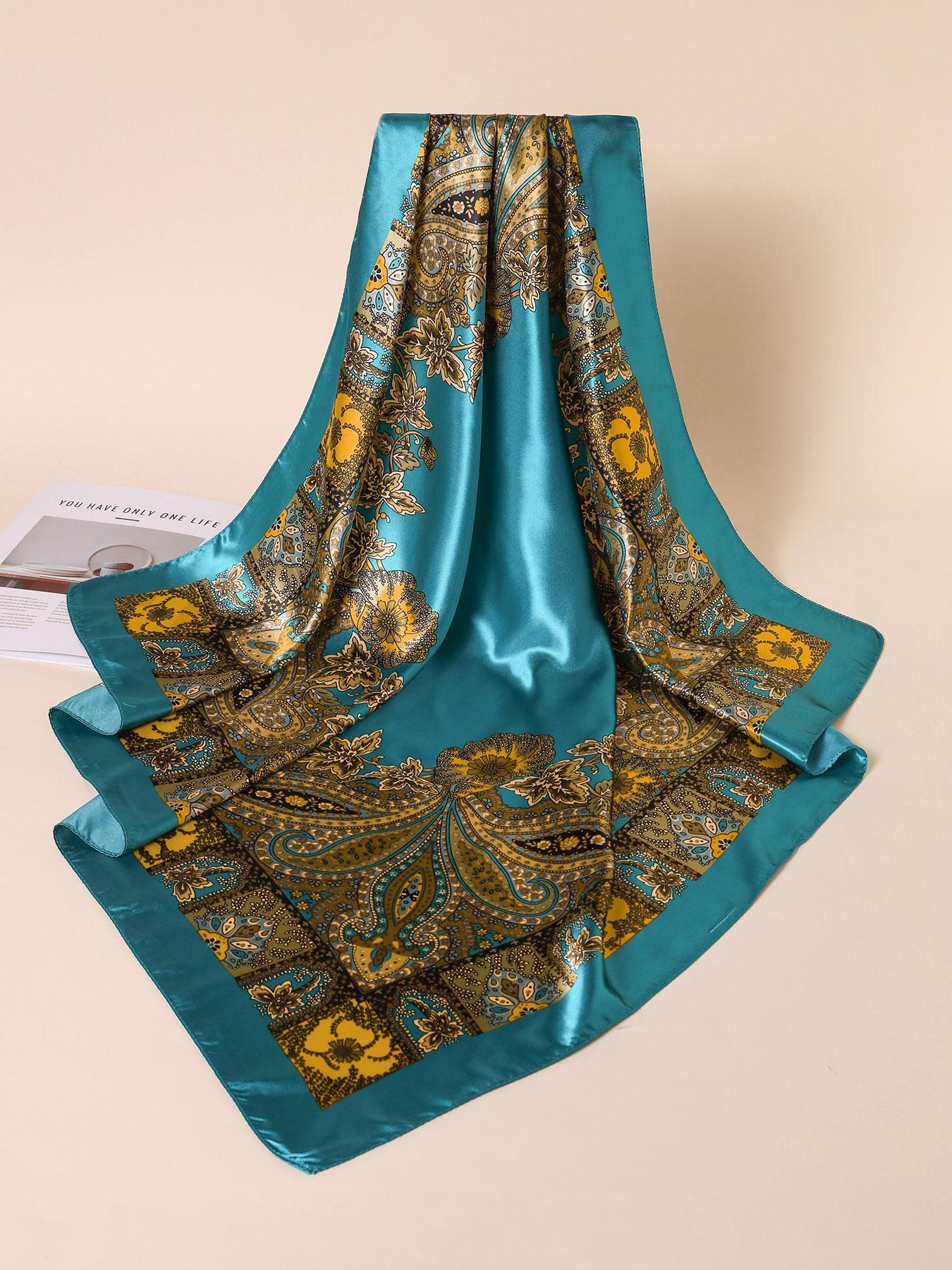 Women's Boho Style Paisley Print Square Scarf, Fashionable Soft Comfortable Hair Band for Daily Wear, Casual Versatile Hair Accessories for Women & Girls