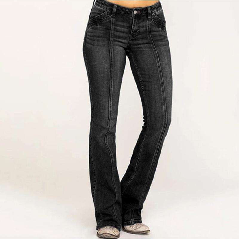 Women's low waisted flared pants, curved mid waist jeans