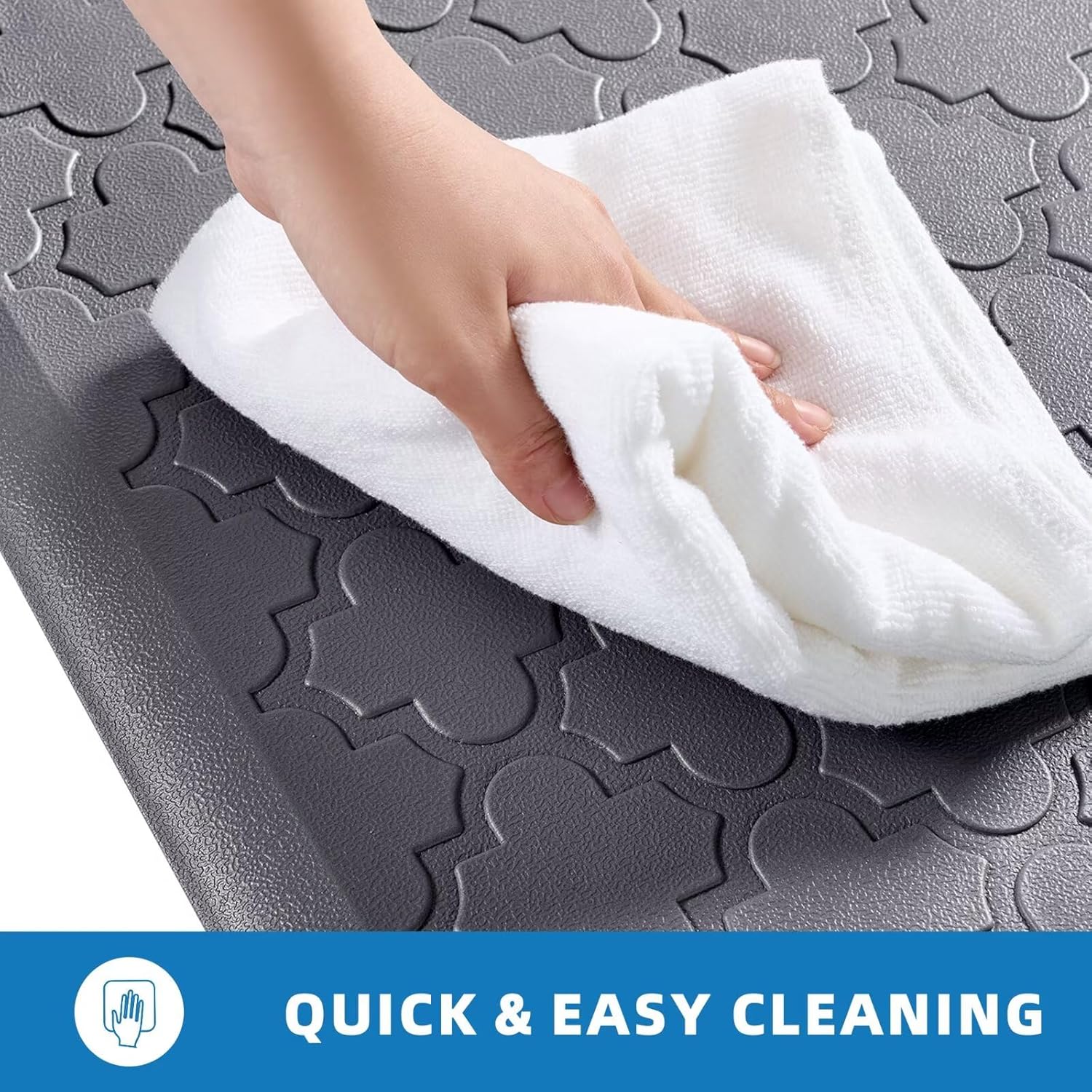 [Non-Slip Kitchen Mats] 2pcs Non-Slip Cushioned Kitchen Mats for Floor| Anti Fatigue Mats for Standing, Office, Sink, Laundry - Grey