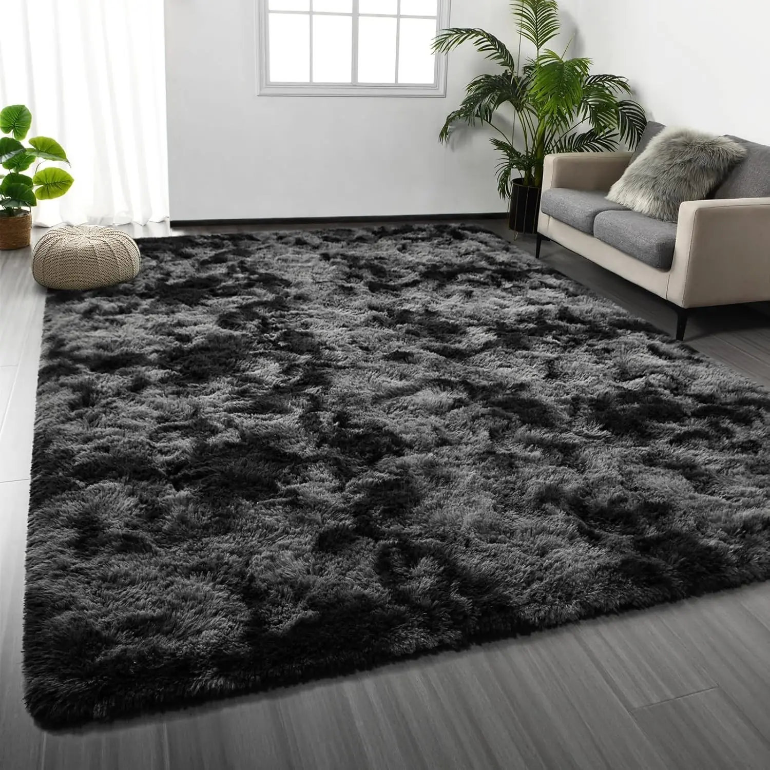 Soft Monochrome Plush Rug for Bedroom and Living Room, Comfortable Floor Covering, Adds Texture to Decor, Ideal for Modern Home Decor