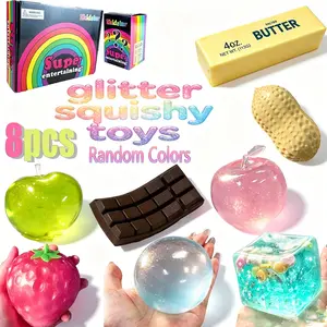 8-Piece Rainbow Butter Soft Toy Gift Set, Stress Relief Squeezing Ball, Random Colors, Kids Party Gifts, Adult Finger Stress Relief