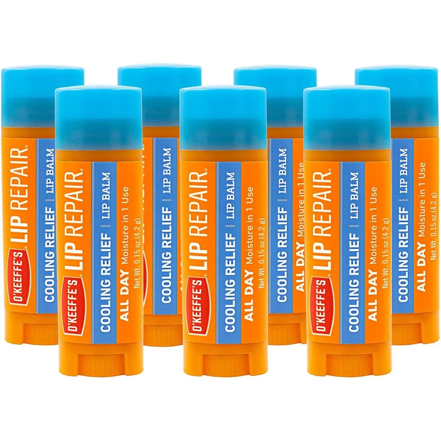 O'Keeffe's Cooling Relief Lip Repair Lip Balm for Dry, Cracked Lips, Stick, (Pack of 7)
