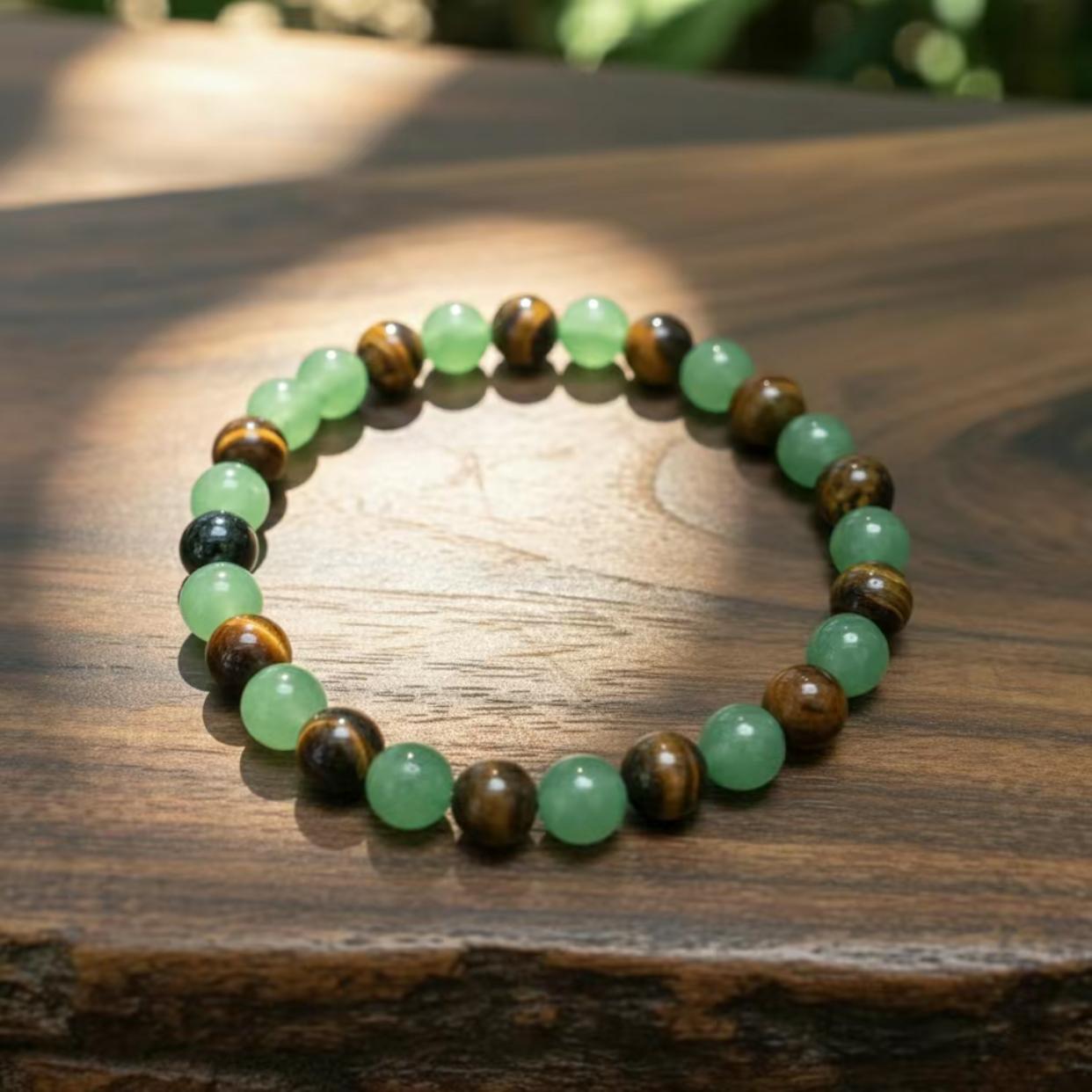 1pc Arpurraina Money Attraction Bracelet |   Green Aventurine & Tiger Eye Colorblock Beaded Bracelets |   Jade Bracelet for Women Men |   Bracelet Stack |   Men Accessories |   Couples Freak Gifts