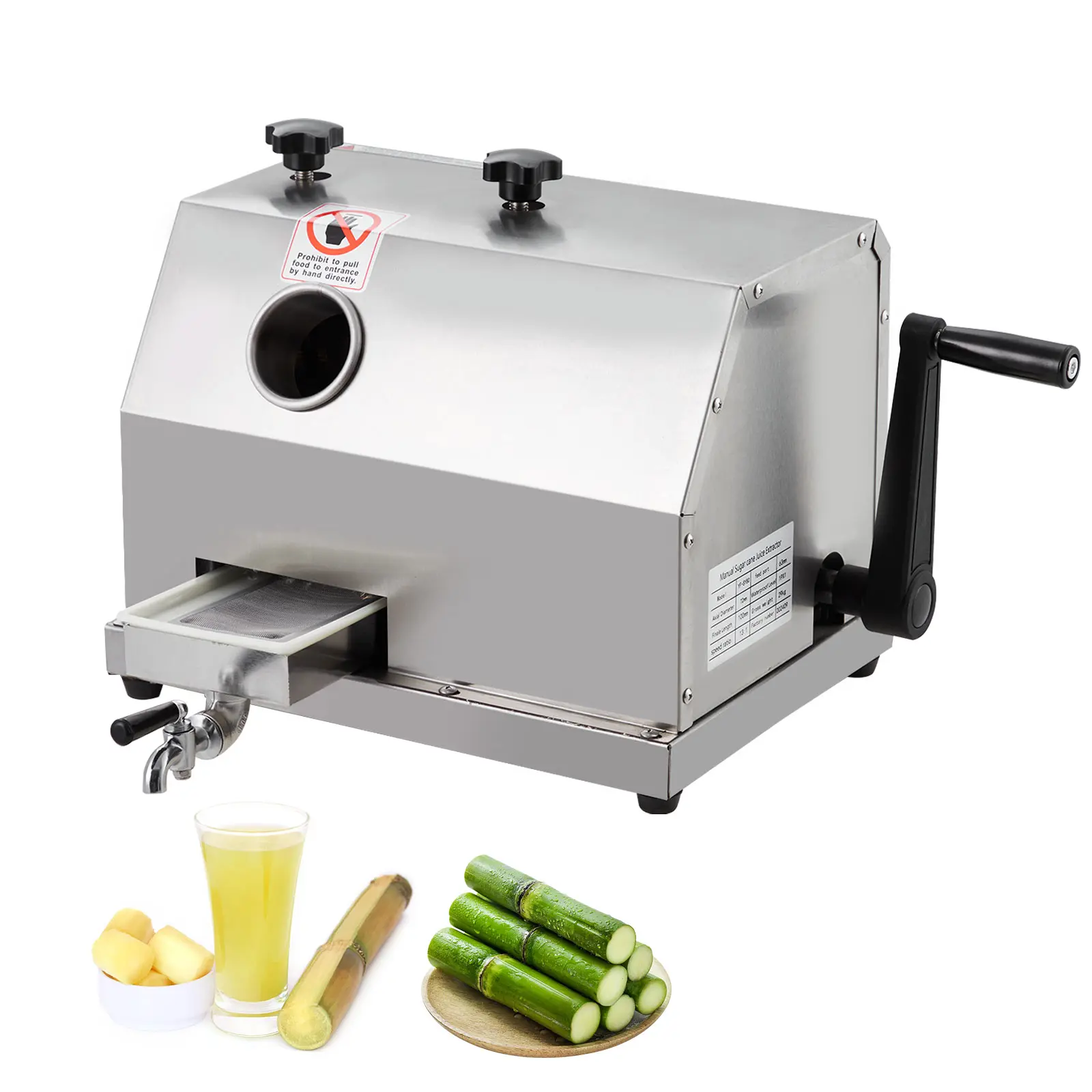 800W Stainless Steel Sugarcane Juicer Machine, 660 LBS/h High Output, 3-Roller Juice Extractractor with 2.4" Large Inlet & Wheels, for Home and Commercial Use