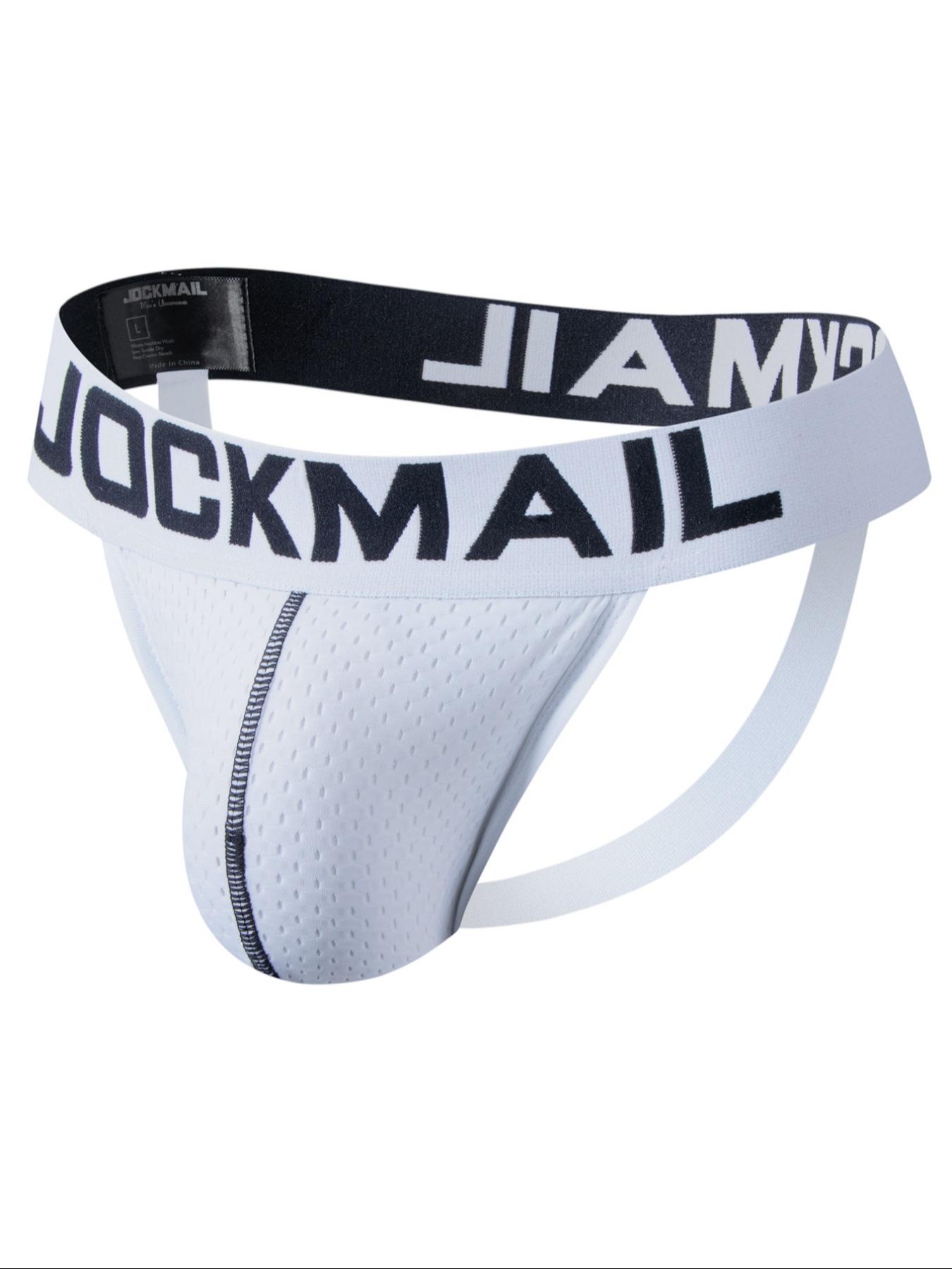 Lgbtq+ Men's Letter Print Mesh Tape Nylon Knitted Jockstrap, Fitted Breathable Stretch Comfortable Thong for Daily Wear, Fashion Men's Sexy Medium Underwear for All Seasons, Back To School Underwear for Men, Undergarments, Sport