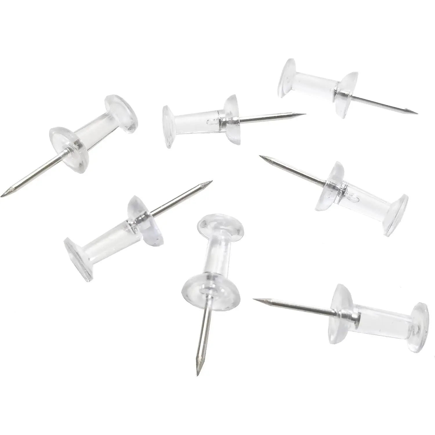 Thumbnails Push Pins Tacks, Clear Plastic Top, Steel Point (100-Pack)