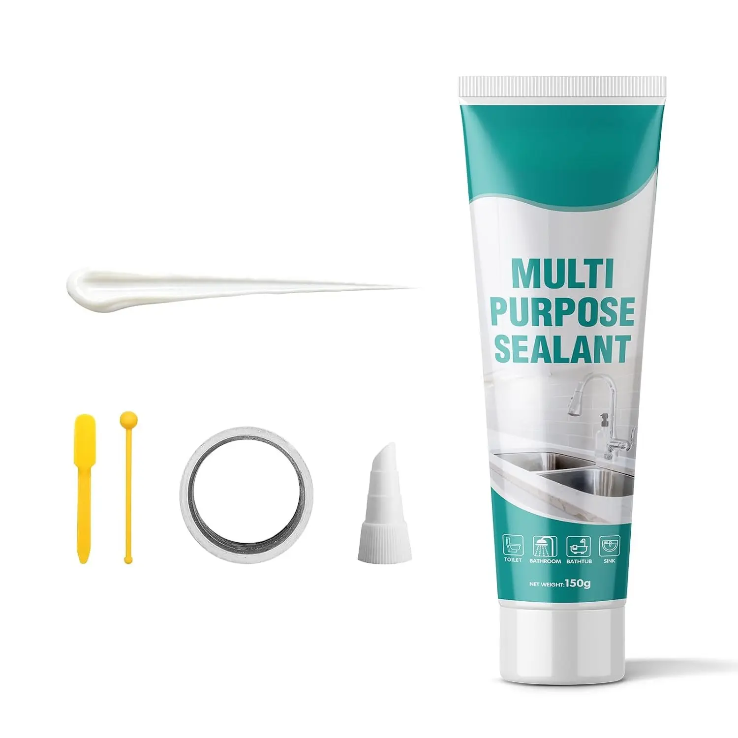 Sealant for Shower, Countertops, White  Caulk for Bathroom & Kitchen, Easy to Use with Tool, Stronger Adhesion, Shrink & Crack Proof (5.29oz Porcelain White)