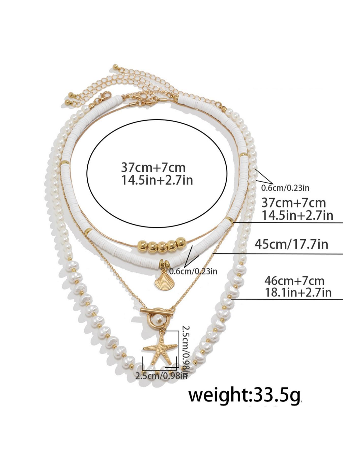 Boho Style Faux Pearl & Starfish & Shell Decor Necklace, Fashion Jewelry for Party, Daily Clothing Decor, Trendy All-match & Exquisite Jewelry for Birthday Gift, Dangling Charms Necklace