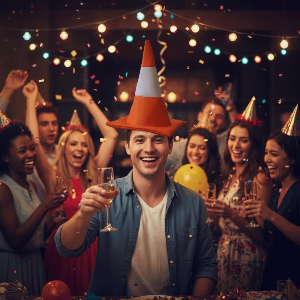 Funny Foldable Traffic Cone Hat Dress Up Masquerade Stage Hat Role Play All Age Halloween Costume Funny Hat Cosplay Event