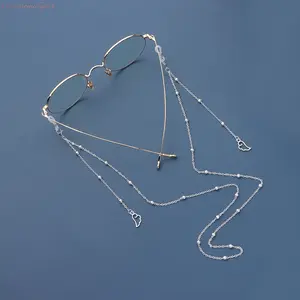 Layered Beads Double-Layer Metal Glasses Chain with Angel Wing Pendants, Silicone 2-in-1 Anti-Slip Lanyard for Eyewear & Masks, Lightweight Accessory for Fashion Lovers, Casual Travel Trips