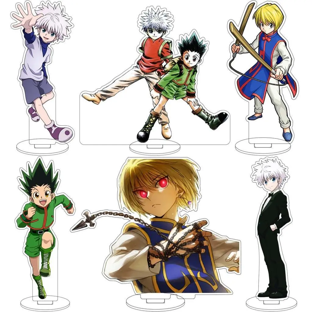 16cm Anime HUNTER×HUNTER Cosplay Action Figure Stand Ornament Set - Kurapika, Gon Freecss, Killua Zoldyck, Hisoka Morow - Unisex Christmas Gifts for Anime Fans