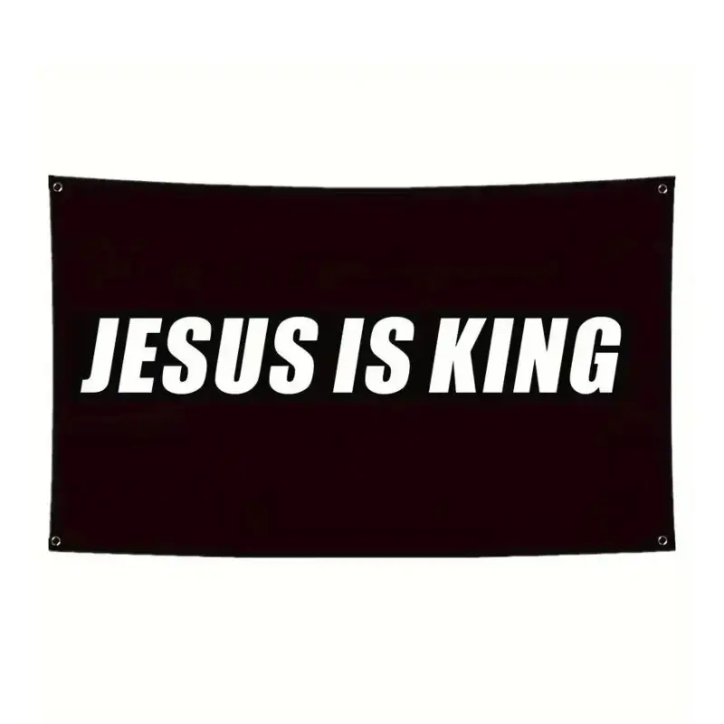 Jesus Is King Letter Pattern Backdrop, 1 Count Christian Party Decoration, Home Decor, Party Supplies for Indoor & Outdoor, Decorative Banner, Banners, Party Decorations Banners