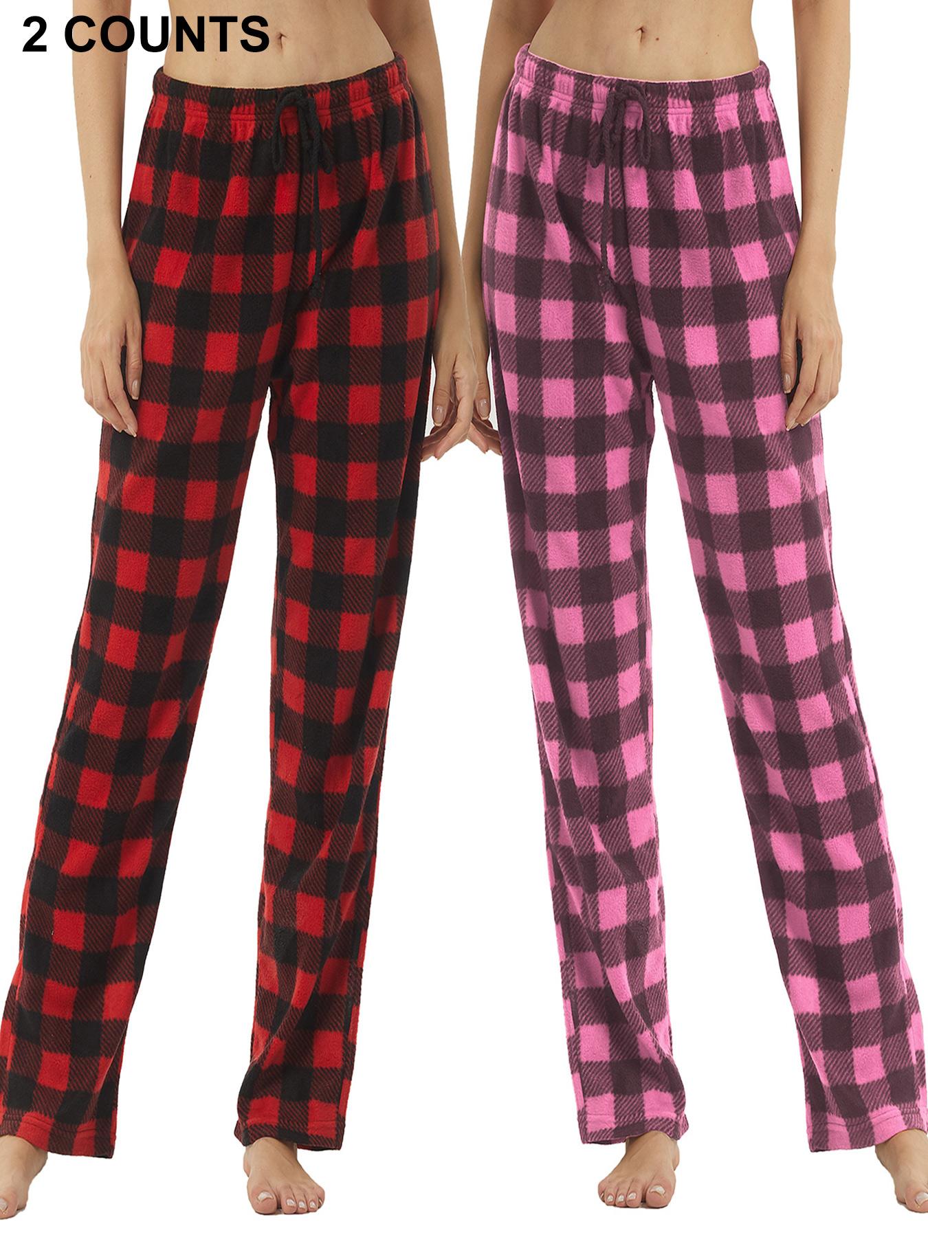 Women's Christmas Theme Plaid Print Drawstring Waist Soft Pajama Pants, Sleepwear Loungewear, Casual Comfy Fuzzy Sleep Bottoms for Winter, Lady's Sleepwear for Indoor Wear