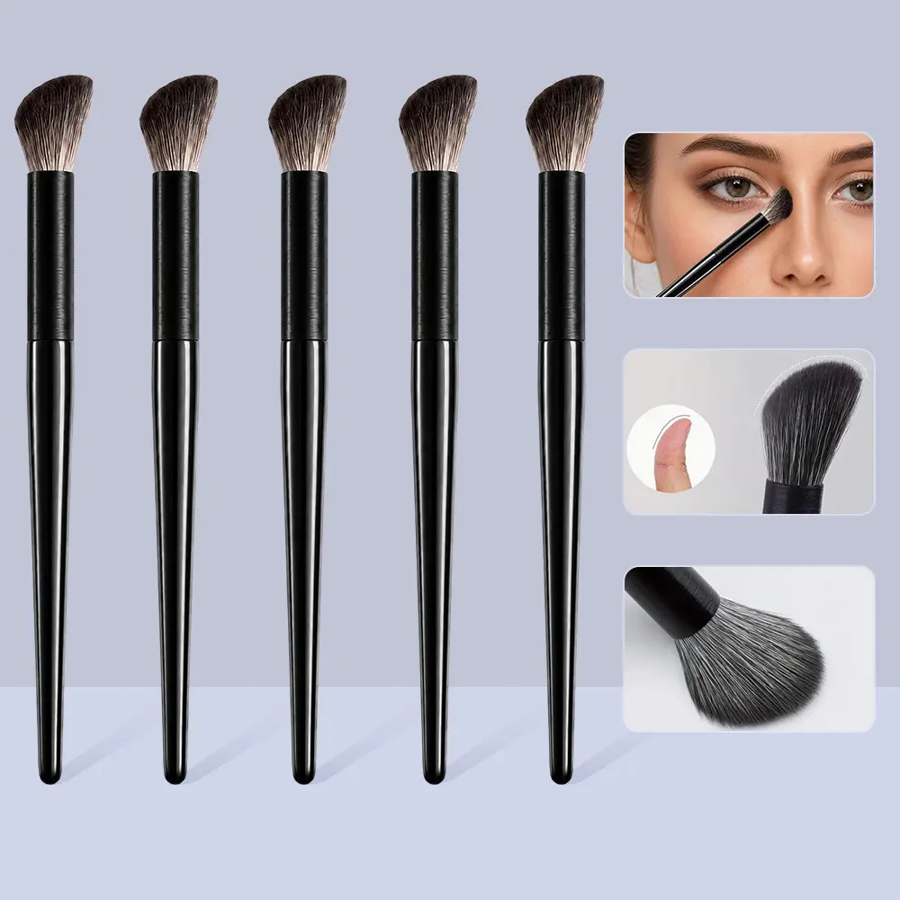 5pcs Angled Nose Contour Brushes & Eyeshadow Brushes, Ultra-Soft Synthetic Fibers, Premium Comfort Handles, Daily Eye Makeup Tool Set