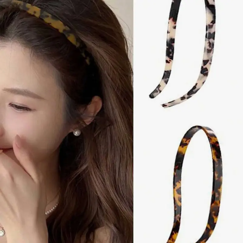 2pcs Minimal Thin Tortoise Shell Acetate Headband, Korean Slim Hair Hoop for Women, Non-slip Daily Hair Accessories Hairbands