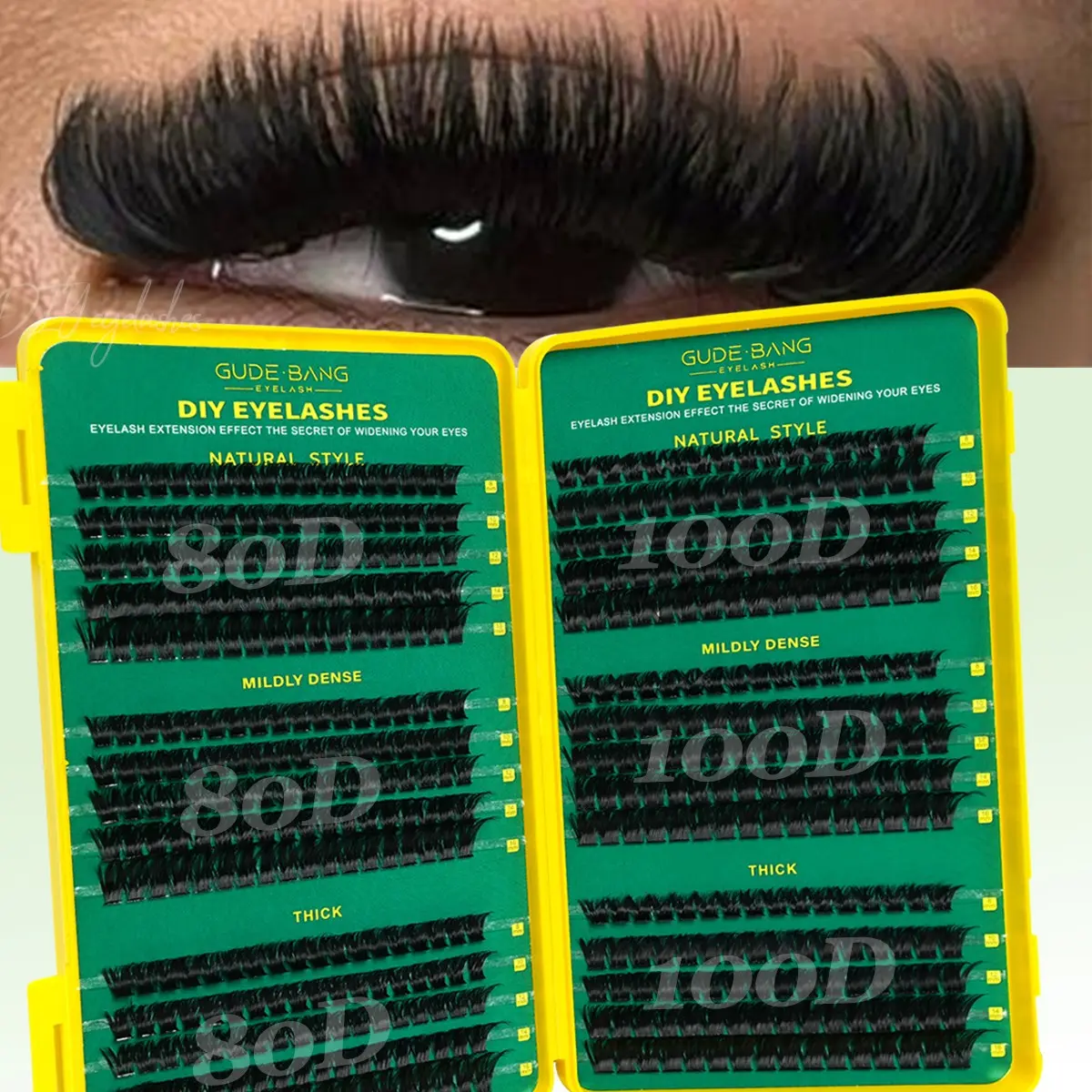 80D+100D mixed false eyelashes, D curl, large quantity, DIY segmented 540 clusters natural false eyelashes, thick curl, soft comfortable, 3D mink false eyelashes, extended eyelashes, DIY Eyelash Extensions