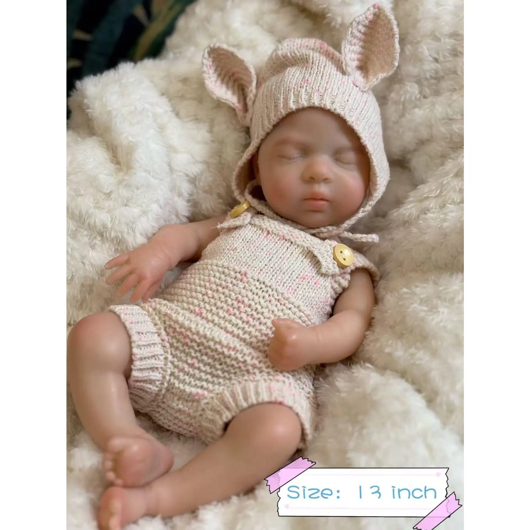 13 Inch / 33 CM Silicone Full Body Weighted Squishy Bald Reborn Baby Doll Anatomically Correct Realistic Soft Lifelike Preemie Girls