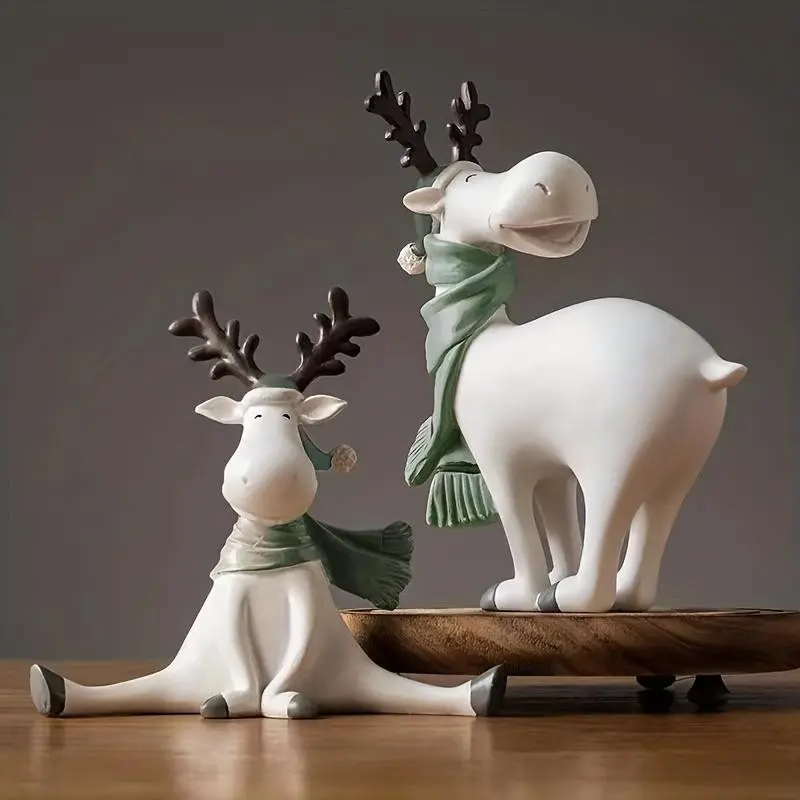Creative Christmas Reindeer Sculpture Decoration, Home Office Reindeer Statue, Festive Holiday Ornament, Unique Gift Idea, Festival Decoration, Decorative Ornament