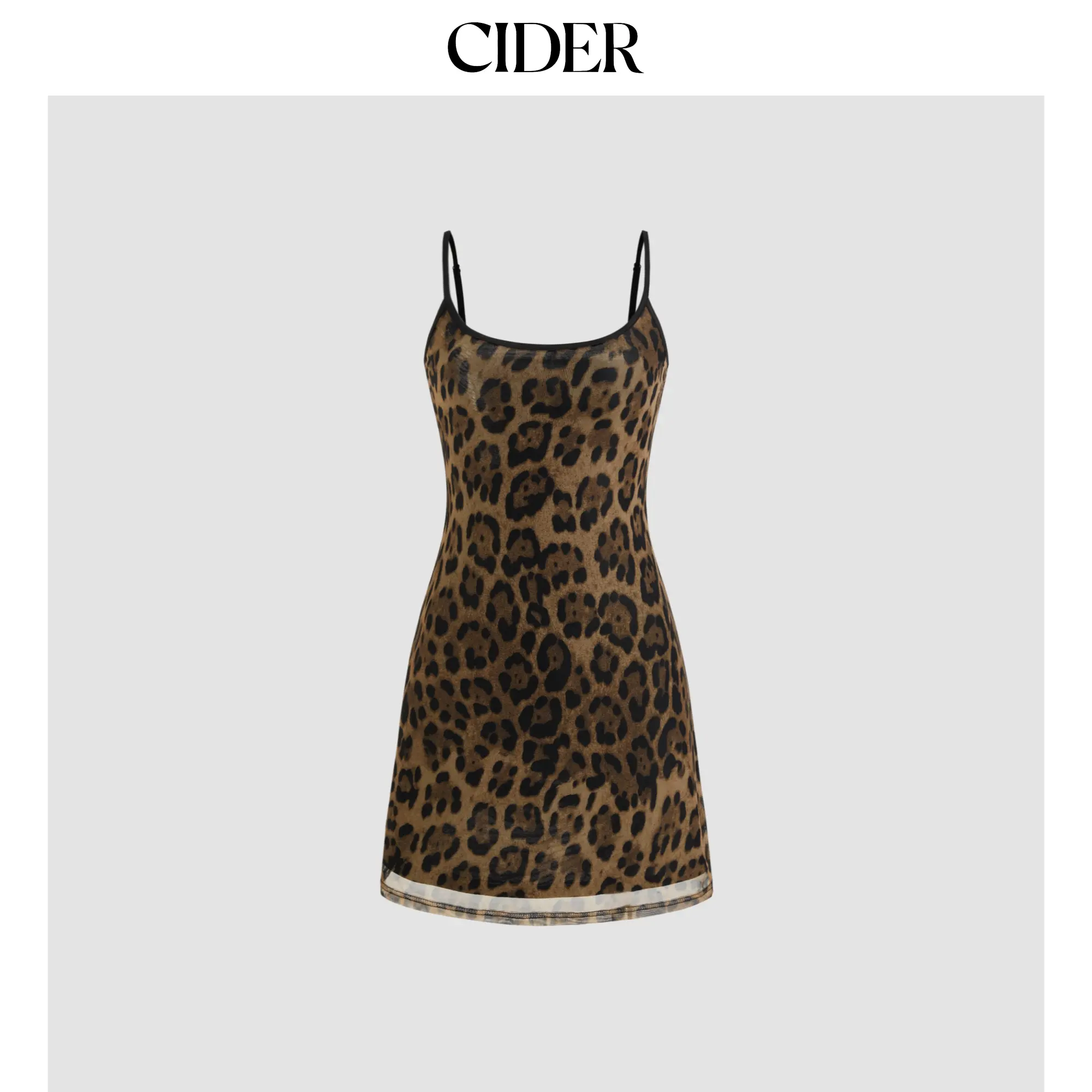 Cider [size 0-10] Mesh Scoop Neckline Leopard Mini Dress SohoChic