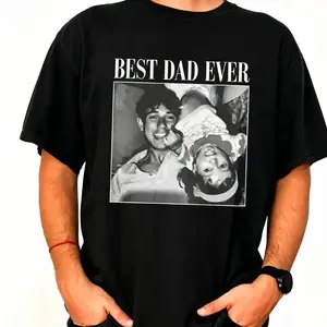 Best Dad Ever Custom Photo Shirt Personalized Picture T-Shirt Father’s Day Gift for Dad Upload Your Photo & Text Custom Dad Tee Gift for Him Husband Birthday Gift Unique Family Photo Graphic Vintage  Style