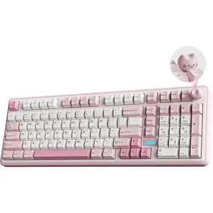 B98 PRO QMK/VIA  Mechanical Gaming Keyboard,96% Layout with Numpad and Cute  Knob, BT/2.4G/USB-C,Linear  Hot Swap Gasket,RGB for Win/ (, Candy Linear )