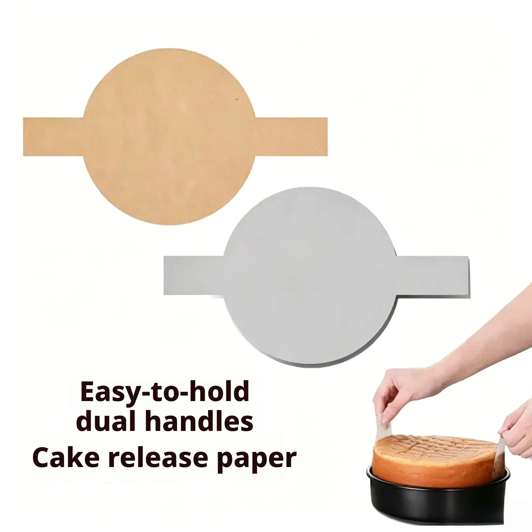 6 In, 100Pcs, Baking Paper with Handles, Disposable Round Cake Liner, Silicone Oil Paper for Molds, Non-Stick Bake Sheet