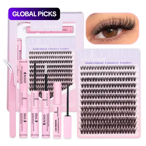 Mixed-Length False Eyelashes Kit, Natural-Look Eyelash Extensions, DIY Lash Kit for Eye Makeup Accessories for Women & Girls, Individual False Eyelash, Individual Fake Eyelashes, Cosmetic False Lashes #GLOBAL PICKS