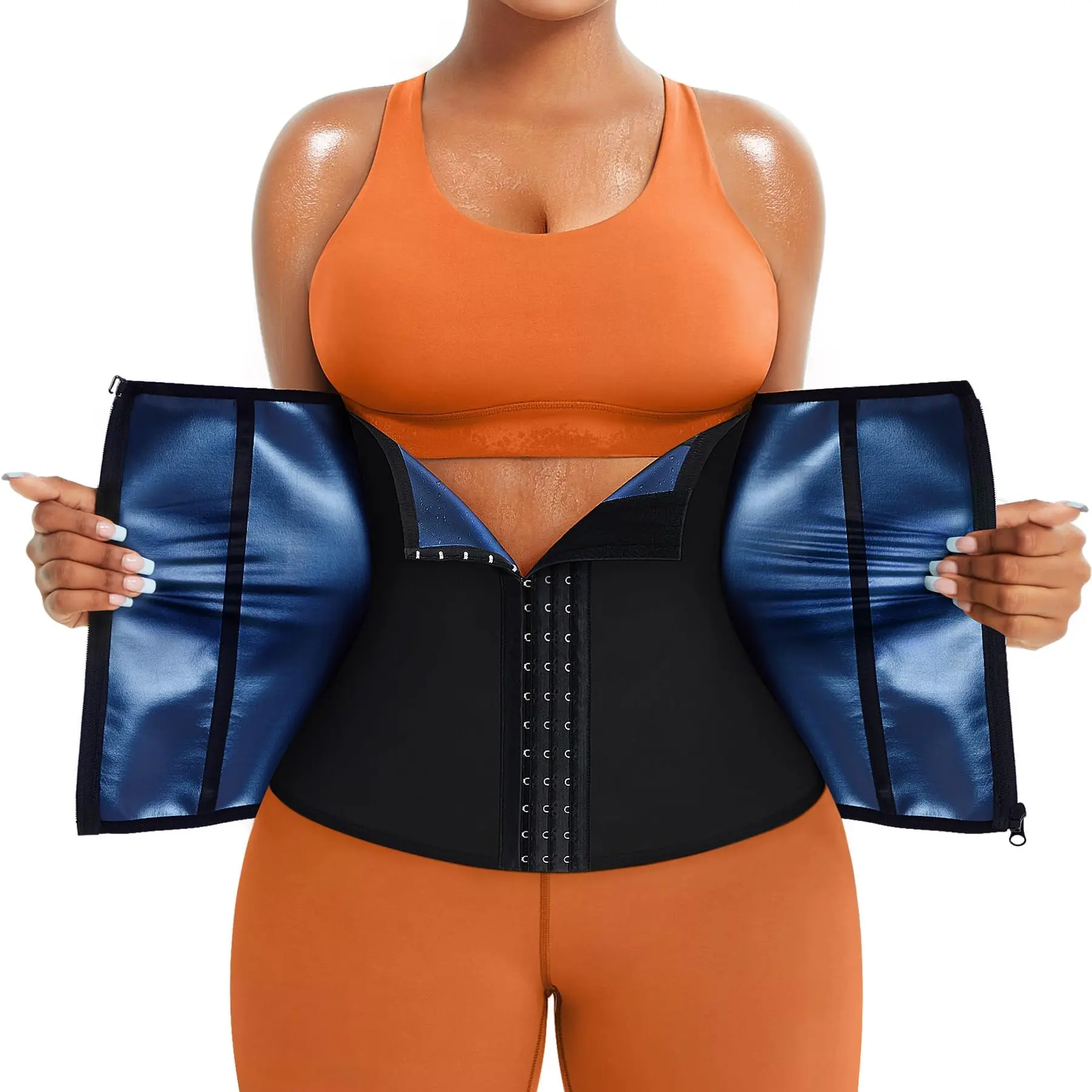 Women's Fitness Waist Trainer, Fat Loss Sweat Belt, Zipper Core Shaper, Abdominal Control, Waist Reduction, Back Support, Wrap Design