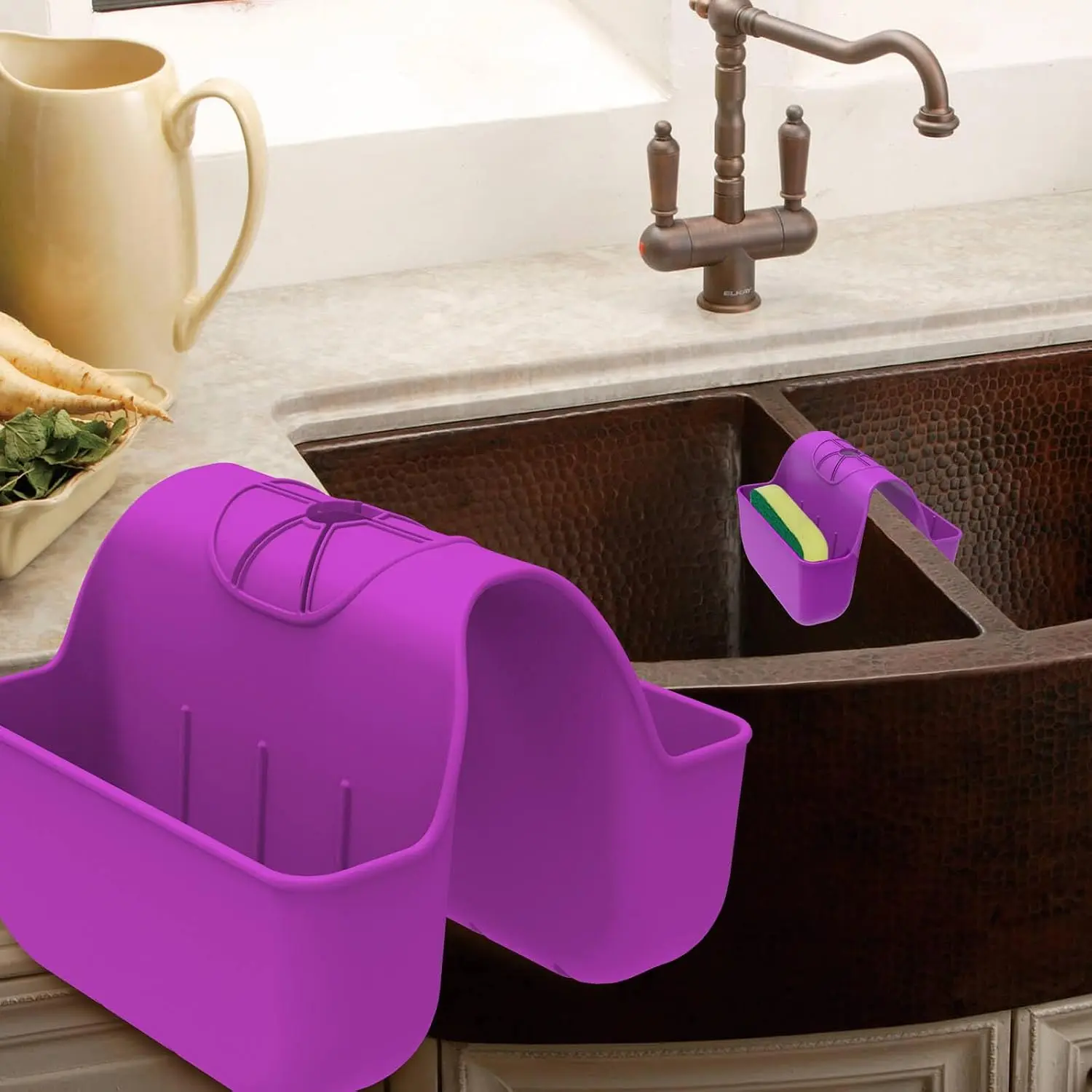 Sponge Holder for Kitchen Sink,  Sink Saddle  Organizer Rack, Sponges Holder Over Faucet,  Kitchen Organizer Accessories Rack Basket