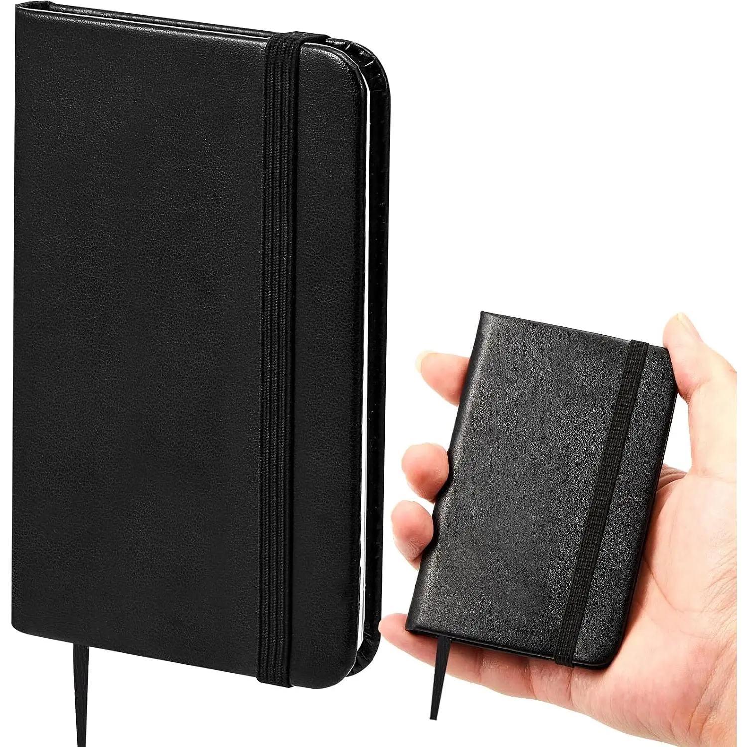 1 count Hardcover Leather Pocket Notebook 4 x 2.5 Inch Small Notebook 50 Sheets Hardcover Mini Notepad  Lined Journal for Office  School Writing Supplies (Black)