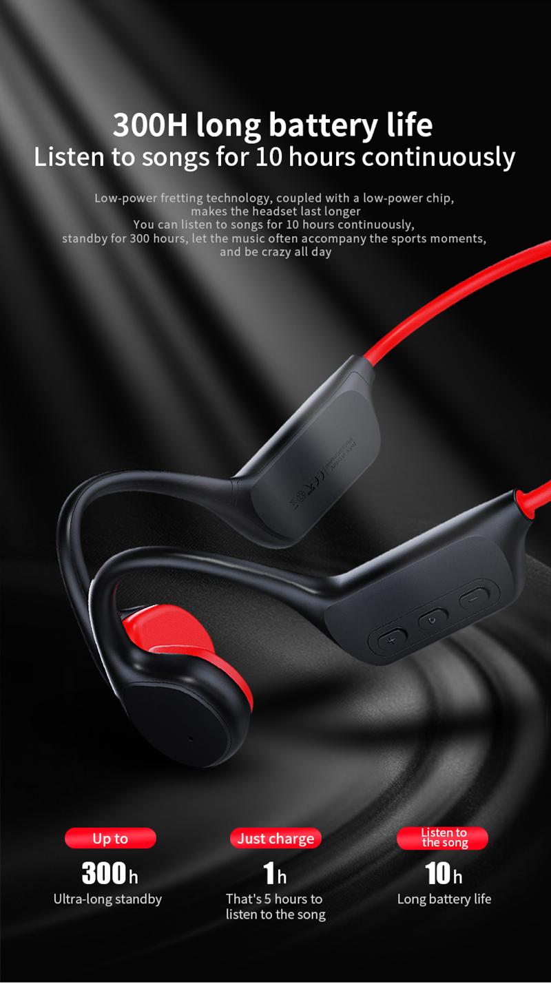 Bluetooth Bone Conduction Earphones IPX8 Waterproof MP3 Player Hifi Ear-hook Wireless Headphone With Mic Headset For Swimmin