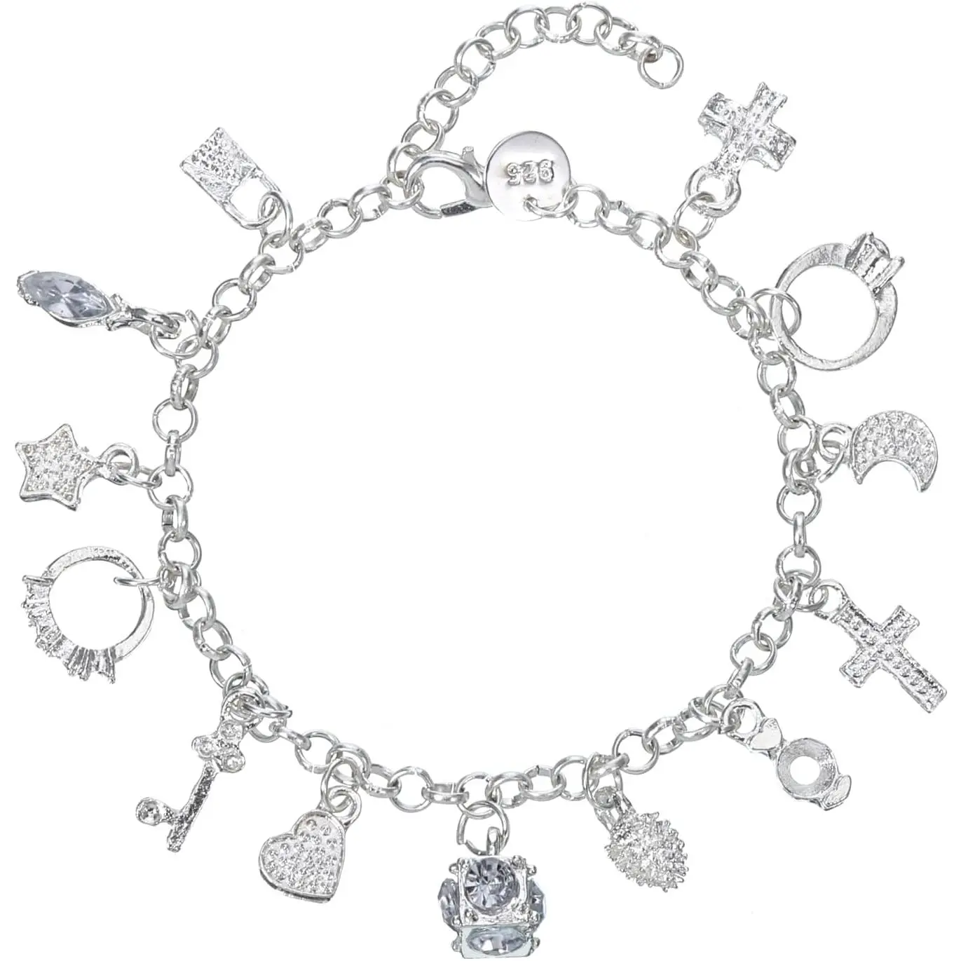 925 Sterling Silver Charm Bracelet for Women, Hypoallergenic Adjustable Snake Chain Silver Jewelry, Dainty Daily Wear Accessory, Ideal Birthday Valentine Mother’s Day Gift for Her