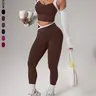 Women's Seamless Sporty Two-Piece Set, Colorblock Top and Pants for Pilates, Workout, Running & Hiking, Clothes for All Seasons, Workout Sets