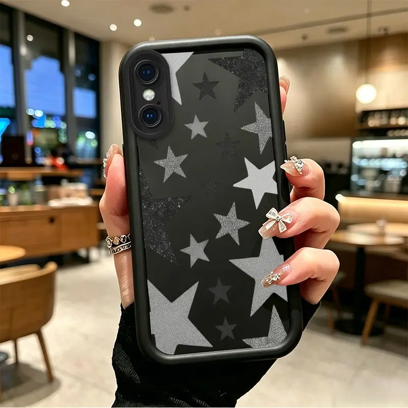 Phone case for iphone X XS XSMAX Shockproof Gift Enhanced Peotection Glittery Black & Silver Stars Phone Case soft silicone Celestial Eye Layered Phone Case BO-JT-MIB1