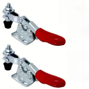2 Heavy Duty Adjustable Metal Toggle Clamps with Quick Release Lever and Non-Slip Rubber Tips - Industrial Grade Strong Clamps Suitable for Woodworking, Precision Operations, Clamping Boards, Thin Sheets, Panels, and Part Assembly